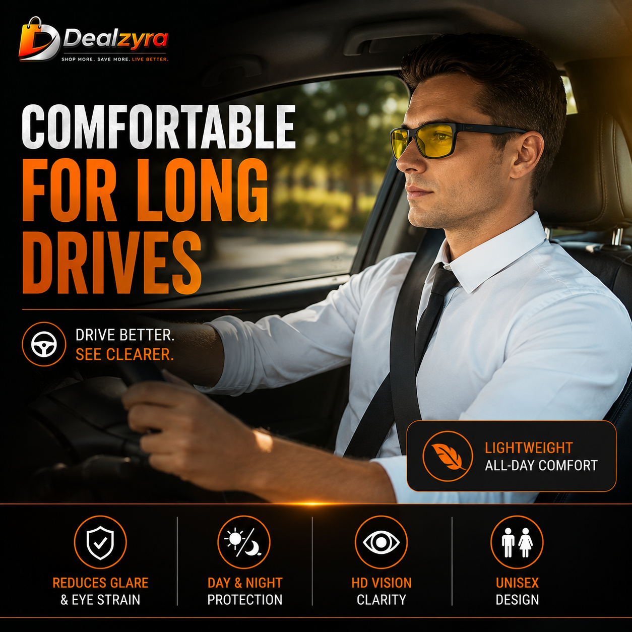 HD Vision Day & Night Driving Glasses – Anti-Glare Polarized UV Protection Sunglasses for Men & Women