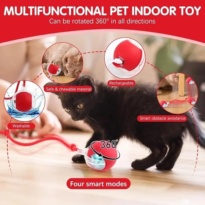 Smart Rolling Cat Toy Ball – Interactive Play with Bird Sound & Auto Movement