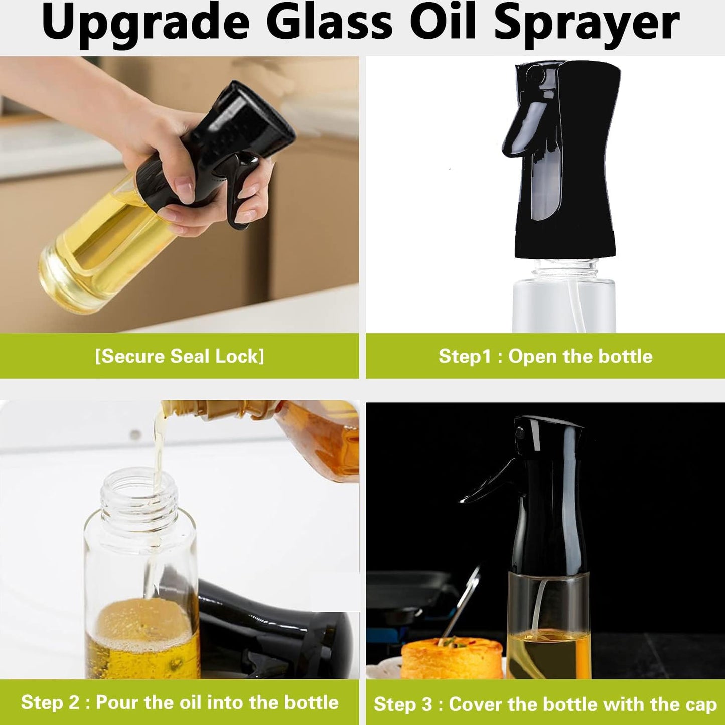 Glass Premium Oil Spray Bottle - (300 Ml Approx  1 Pc)