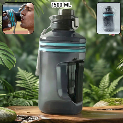 Large Square Gallon Style Water Bottle With Handle 1500 Ml