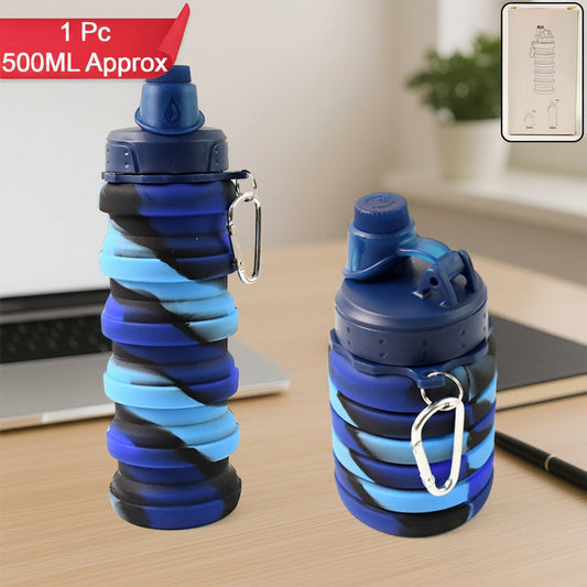 Silicone Foldable Water Bottle (1 Pc  24 Cm Foldable  500 Ml)