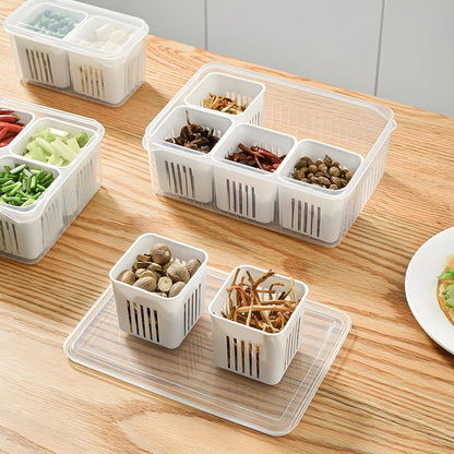 Multi-Purpose Fridge Storage Box with Drain Tray (1 Pc) | Keep Fruits & Veggies Fresh Longer - Dealzyra