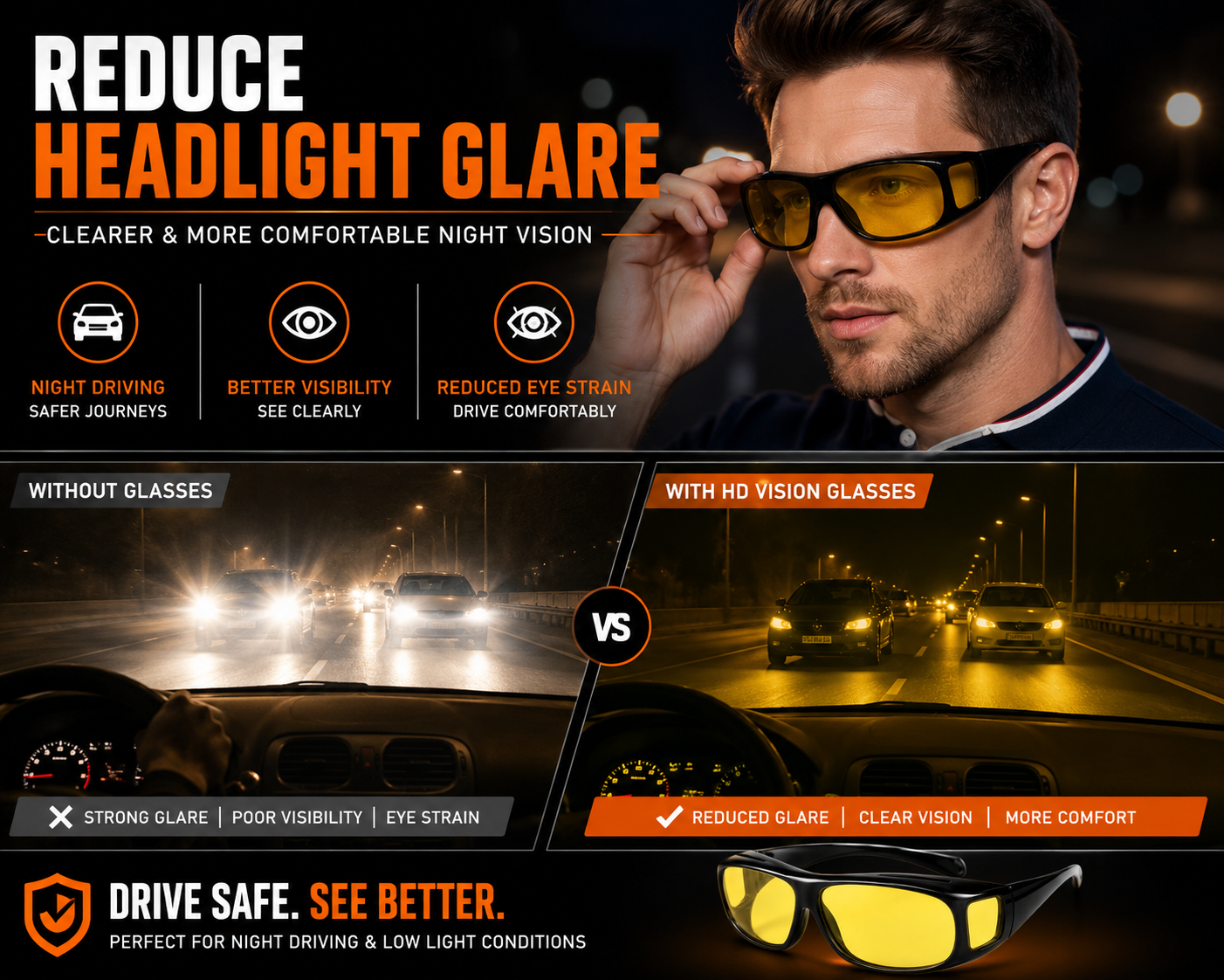 HD Vision Polarized Sunglasses – Anti-Glare UV Protection Glasses for Men & Women