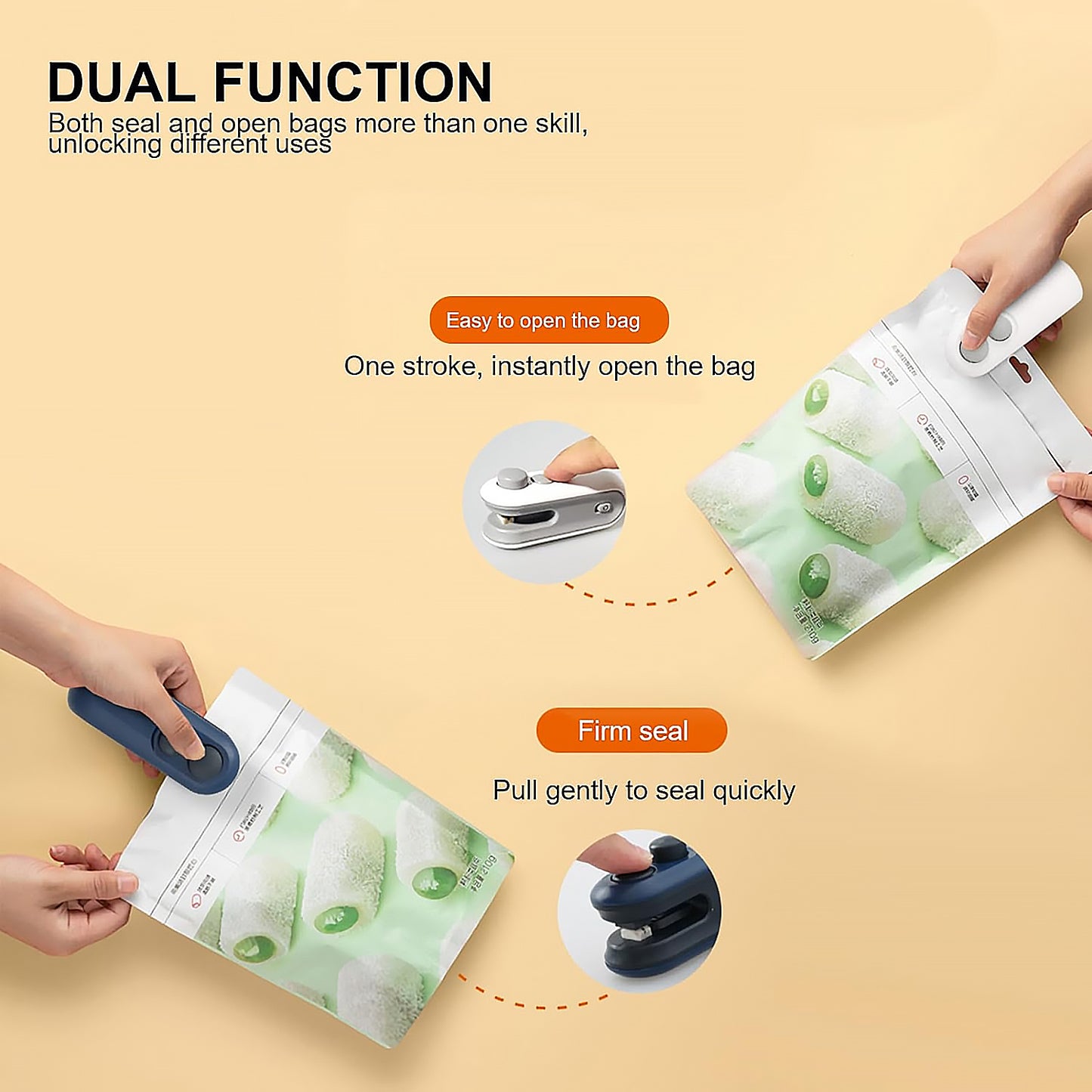 17865 Mini Bag Sealer 2 In 1 Seal  Cutter Heat Sealers Type-c Usb Charging Portable Bag Reseller Handle Food Sealer Sealing Machine For Food Storage Plastic Bags Snacks Keep Food Fresh