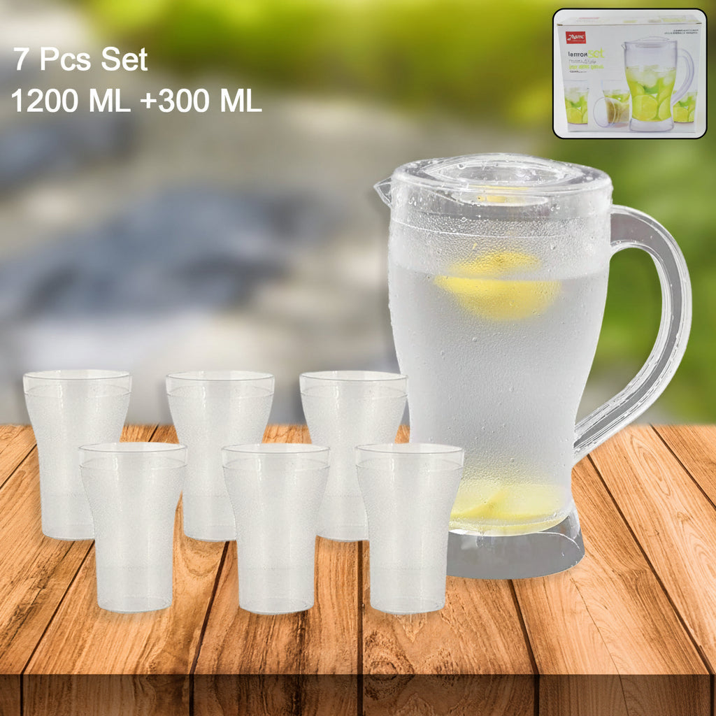 Apex Unbreakable Lemon Jug Set With 6 Glasses  1200ml Jug + 300ml Glasses Approx