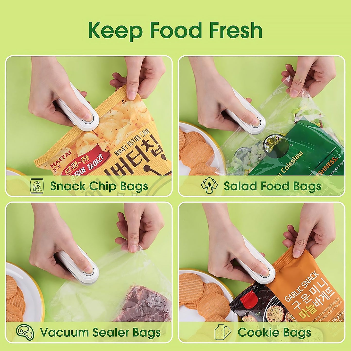 17865 Mini Bag Sealer 2 In 1 Seal  Cutter Heat Sealers Type-c Usb Charging Portable Bag Reseller Handle Food Sealer Sealing Machine For Food Storage Plastic Bags Snacks Keep Food Fresh