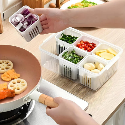 Multi-Purpose Fridge Storage Box with Drain Tray (1 Pc) | Keep Fruits & Veggies Fresh Longer - Dealzyra