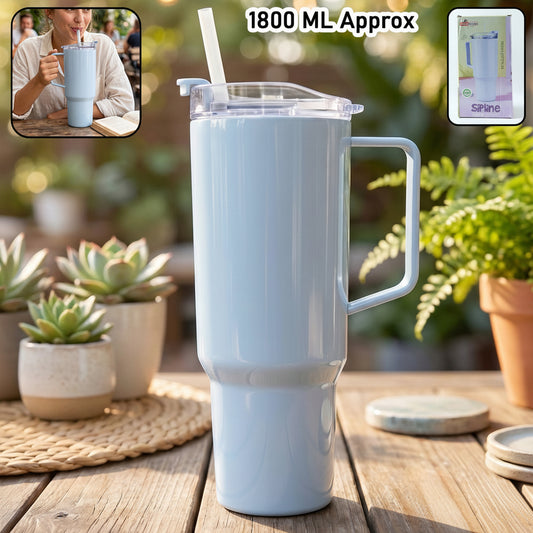 Large Capacity Travel Sipline Tumbler With Handle And Straw Lid (1800ml Approx)