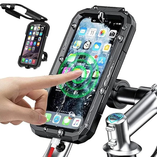 Waterproof Mobile Holder – 360° Rotating Phone Mount for Bike, Scooter & Motorcycle