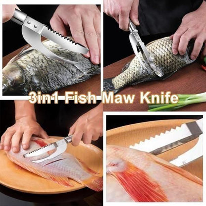 3-in-1 Fish Scaler Knife – Stainless Steel Fish Cleaning & Scraping Tool