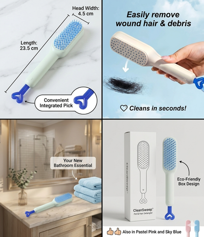 Self-Cleaning Hairbrush – Effortless Detangling with One-Push Hair Removal
