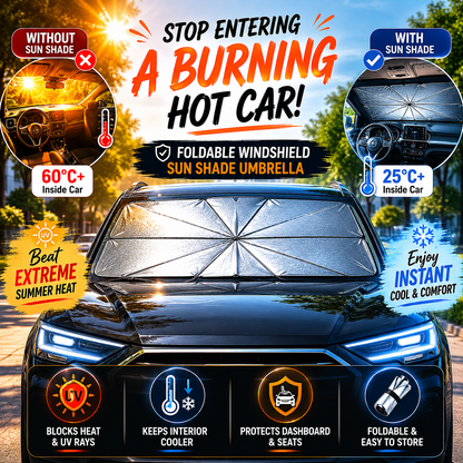 Foldable Windshield Sun Shade Umbrella – Instant Heat & UV Protection