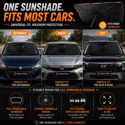 Foldable Windshield Sun Shade Umbrella – Instant Heat & UV Protection