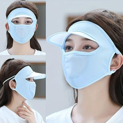 Women’s UV Protection Face Cap with Mask – Breathable Sun & Dust Shield - Dealzyra