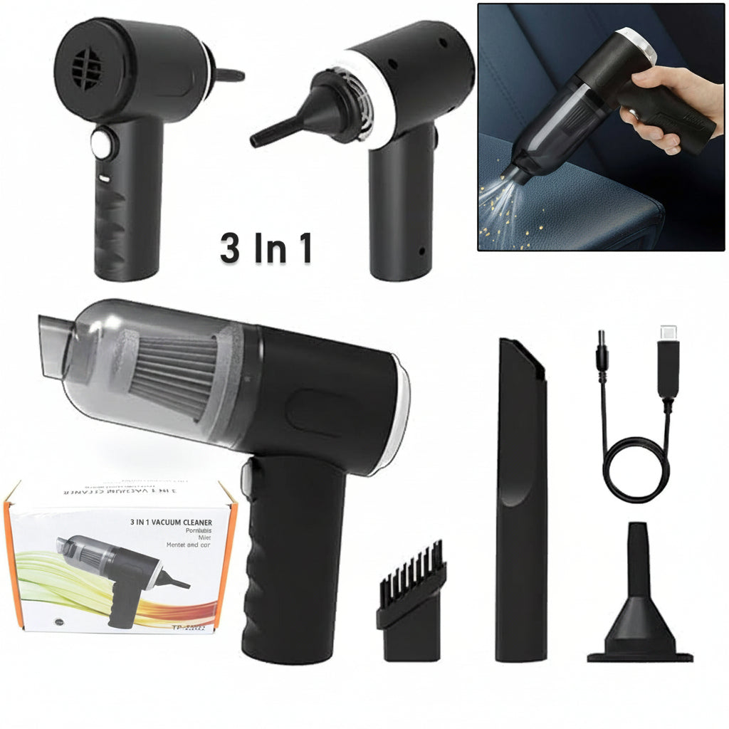 7394 3 In 1 Car Mini Vacuum Cleaner With Blower Wireless Portable Rechargeable Handheld High Power Suction Vacuum Cleaning Machine For Home Car Computer Keyboard Cordless Air Blowing Dusting
