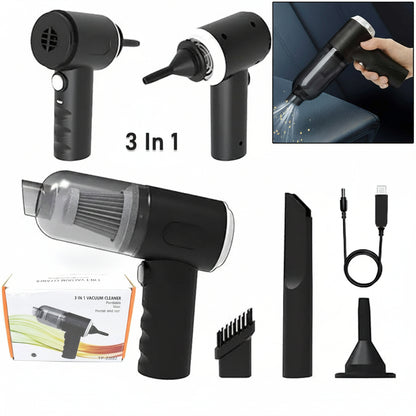 7394 3 In 1 Car Mini Vacuum Cleaner With Blower Wireless Portable Rechargeable Handheld High Power Suction Vacuum Cleaning Machine For Home Car Computer Keyboard Cordless Air Blowing Dusting